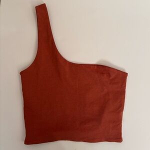 NWT Cotton On One Shoulder Sleeveless Crop Top Dusty Brown Size Extra Small